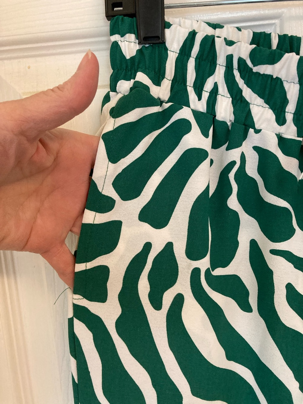 Wide Leg Drawstring Pants in Green & White - Picture 5 of 9